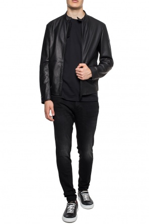 Leather jacket with band collar, zdjęcie 2 Leather jacket with band collar od Emporio Armani